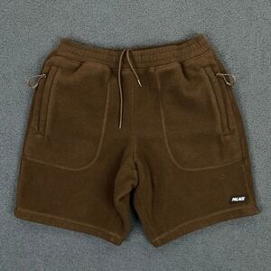 Palace Skate Peak Fleece Shorts Men Medium Brown Drawstring Streetwear Gorpcore